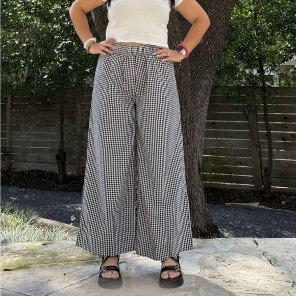 Shiny By Nature Pants - Wide leg “Picnic Pants” black gingham